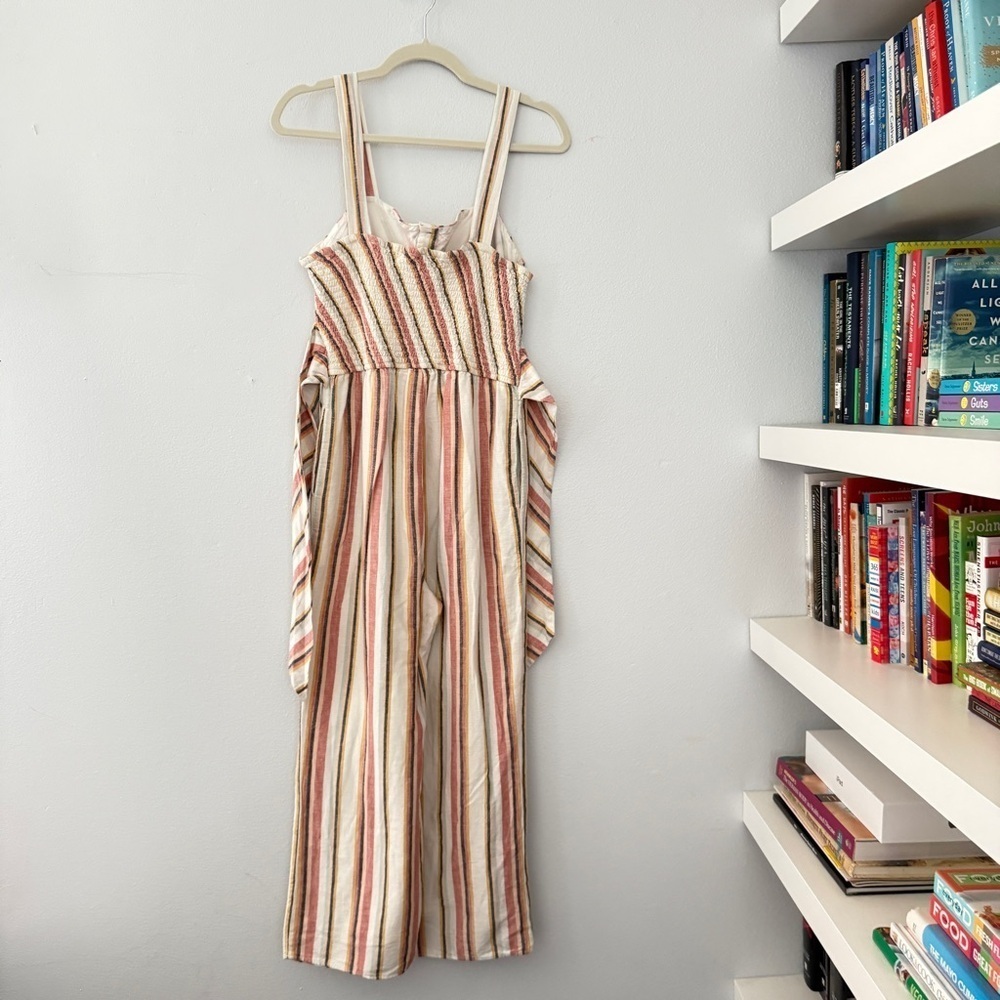 Saylor Ilhan Chevron Striped Tie Waist Button Front Jumpsuit Multicolor Sz M - Picture 6 of 14